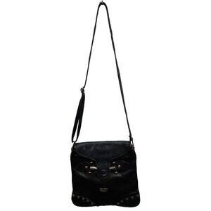 VTG‎ L'artisiano Sorrentino Italy Womens Crossbody Bag Purse Black Leather Studs